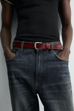 VINTAGE-EFFECT LEATHER BELT