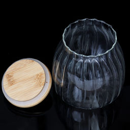 Банка для сыпучих бамбуковая крышка рифленая 900 мл / LCSC2434 /уп 80/ - ГалеонТрейд фото 3