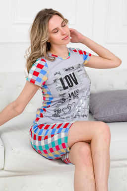 Пижама женская из футболки и бридж из интерлока серый - Амадэль фото 8