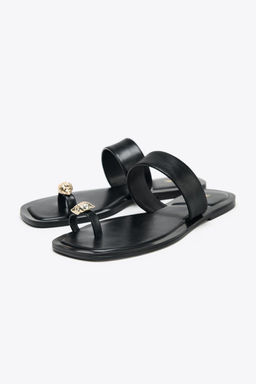 METALLIC BEAD TOE POST SANDALS - Zara фото 8