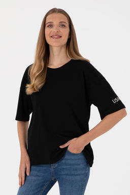 Kad_n Siyah Oversize Bisiklet Yaka Ti__rt Sepette S_rpriz _ndirim