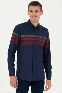 Мужская темно-синяя рубашка с длинным рукавом - U.s. polo assn фото 10