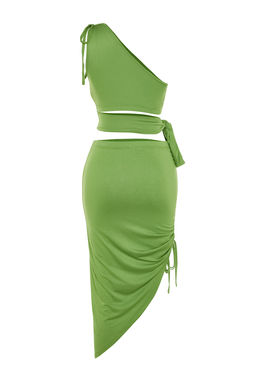 Plaj Giyim Kahverengi Orme Buzgulu Tek Omuz Bluz-Etek Tak?m TBESS22AU0224 - Trendyolmilla фото 16