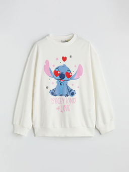 Stitch Bask?l? K?z ?ocuk Sweatshirt