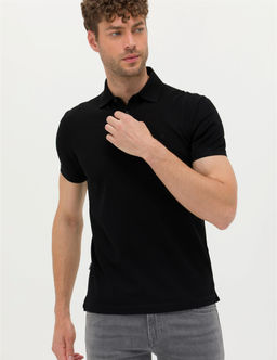 Siyah Slim Fit Merserize Ti__rt