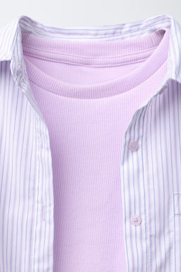 STRIPED POPLIN SHIRT AND RIBBED T-SHIRT PACK - Zara фото 5
