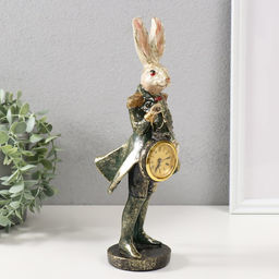 Сувенир полистоун с часами "Заяц в военном камзоле" 9,5х12х30 см
