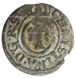 Монета Солид 1634-1654 года Шведская оккупация Риги  королева Кристина