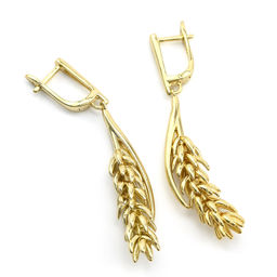 Серьги позолоченные Колос 54мм, 9г Радуга камня