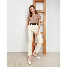 Футболка однотонная женская MINAKU: Basic line, коричневая, размер 42