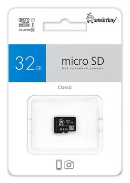 Карта памяти Micro-SDHC 32Гб "SmartBuy" Class10 UHS-I Blue, без адаптера
