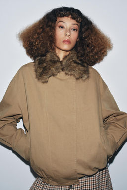 FAUX FUR COLLAR BOMBER JACKET ZW COLLECTION - Zara фото 4