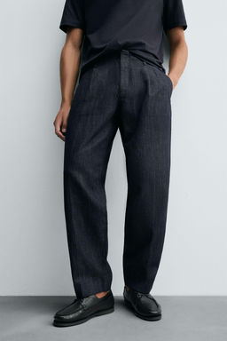 CROPPED WIDE-LEG DENIM TROUSERS - Zara фото 5