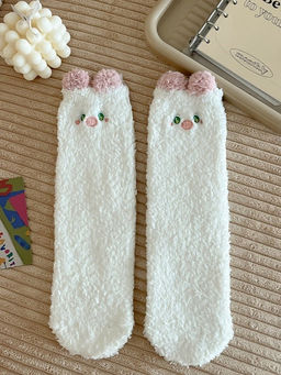 Носки iLikeGift Fluffy ears, white, мужские/женские евро размер 37-41