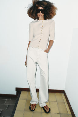 CHAQUETA PUNTO MANGA CORTA / Crudo - Zara фото 4