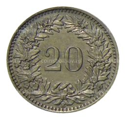 Монета 20 раппенов 1945 года Швейцария