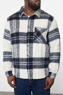 TRENDYOL MAN Buyuk Beden Ekru Oversize K?sl?k Kareli Oduncu Gomlek Ceket TMNAW25AX00009 - Trendyolmilla фото 3