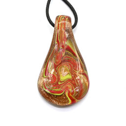 Подвеска из муранского стекла Лист 30*58мм цв.красный