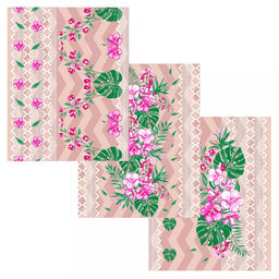 Полотенце вафельное 48х62см "Экзотика", хлопок 100%, 152гр/м2, комплект 3шт, "Домашняя мода" (Россия)