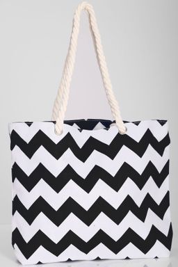 Сумка пляжная черно-белая