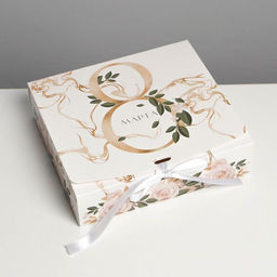 Коробка складная подарочная 8 марта, золото, 20 х 18 х 5 см, БЕЗ ЛЕНТЫ