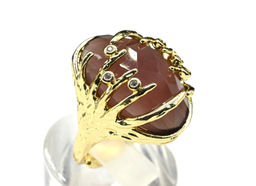 Кольцо из сплава с кошачьим глазом цв.винный Радуга камня