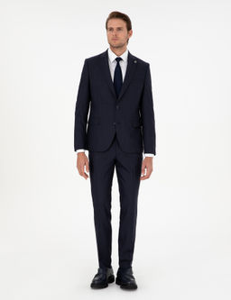 Lacivert Ex. Slim Fit _izgili Y_nl_ Tak_m Elbise