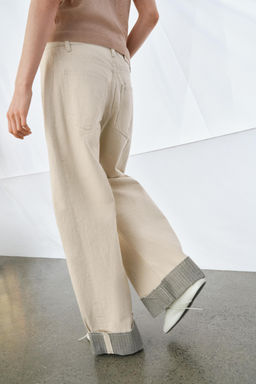 JEANS ZW COLLECTION RELAXED TIRO MEDIO / Crudo - Zara фото 4