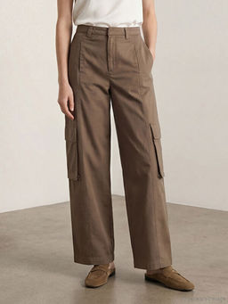 Y?ksek Bel Geni? Pa?a Kad?n Kargo Pantolon