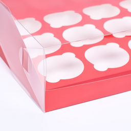 Кондитерская складная коробка для 12 капкейков 31×23.5×10 см, красная