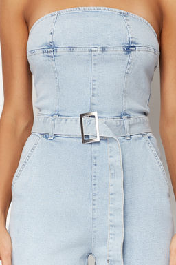 TRENDYOLMILLA Ac?k Mavi Kemerli Straplez Denim Tulum TWOSS24TU00023 фото 4