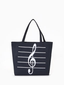 Сумка - шоппер «Музыка», на молнии, 42×9×32 см, с принтом, чёрная