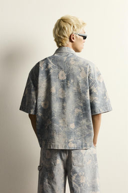 CAMISA RELAXED FIT ESTAMPADO FLORAL LAVADO / Azul claro - Zara фото 3