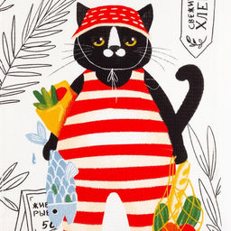 Полотенце кухонное Доляна Кот 35х60 см, 100% хл, 160г/м2  фото 3