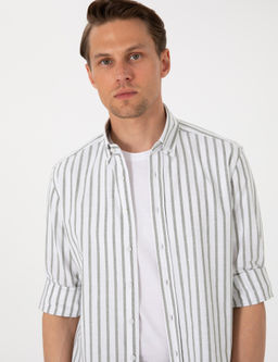 Haki Regular Fit _izgili Uzun Kollu G_mlek - Pierre cardin фото 2