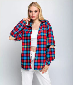 Рубашка #БШ2290-3, красный,голубой