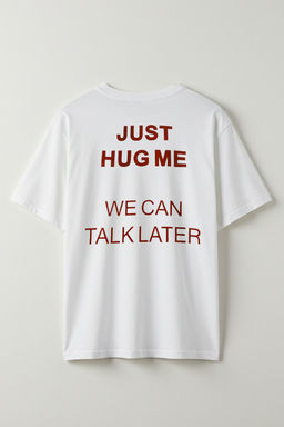 TRENDYOL MAN Beyaz Oversize/Genis Kesim Just Hug Me Bask?l? %100 Pamuk T-shirt TMNSS25TS00228 - Trendyolmilla фото 3