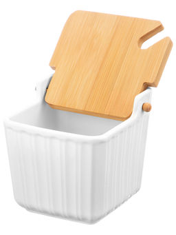 Банка д/сыпучих продуктов 600 мл 12,5*11,5*11 см Ампир с ложкой и откидной бамбук.крышкой - Elan gallery фото 6