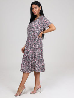 879 ПЛАТЬЕ ЖЕНСКОЕ (Серый (цветы)) - А-дина фото 4