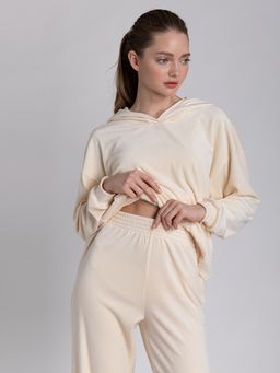 Костюм из велюра с удлиненным худи и брюками-палаццо - Tantino фото 7