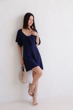 Martichelli Платье синее с завязками на груди  фото 5