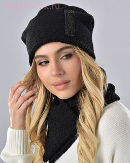 Бархат полоска термо Комплект флис (шапка+снуд) (56-58)