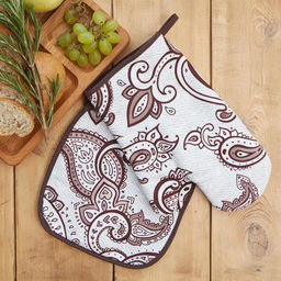 Варежка-прихватка Этель Восточные узоры 20х27см,100% хлопок, ватин 250г/м2 (двухсторонняя)  фото 2