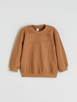 Bisiklet Yaka Dinozor Bask?l? Erkek ?ocuk Sweatshirt