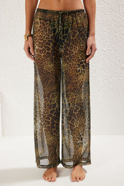 TRENDYOLMILLA Leopar Desenli Orme Transparan Plaj Pantolon TBESS25PL00002  фото 3
