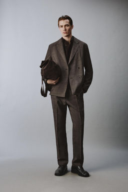 BLAZER CRUZADA TRAJE ESTRUCTURA 100% LANA / Marr?n