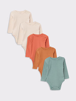 Bisiklet Yaka Uzun Kollu Basic Erkek Bebek ??t??tl? Body 5li