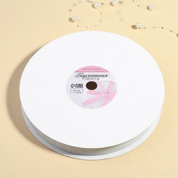 Лента бархатная, с серебряным люрексом, 20 мм, 18 1 м, цвет белый №01 - Арт узор фото 2