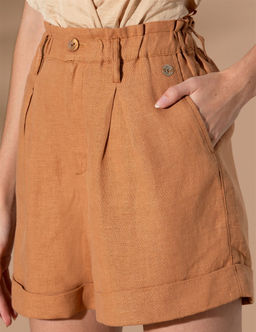 Kahverengi Keten Oversize Bermuda _ort - Pierre cardin фото 6