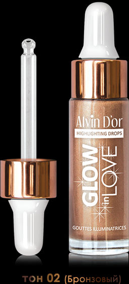 Alvin Dor HL-03 Жидкий хайлайтер GLOW in LOVE drop тон 02 бронзовый 15мл